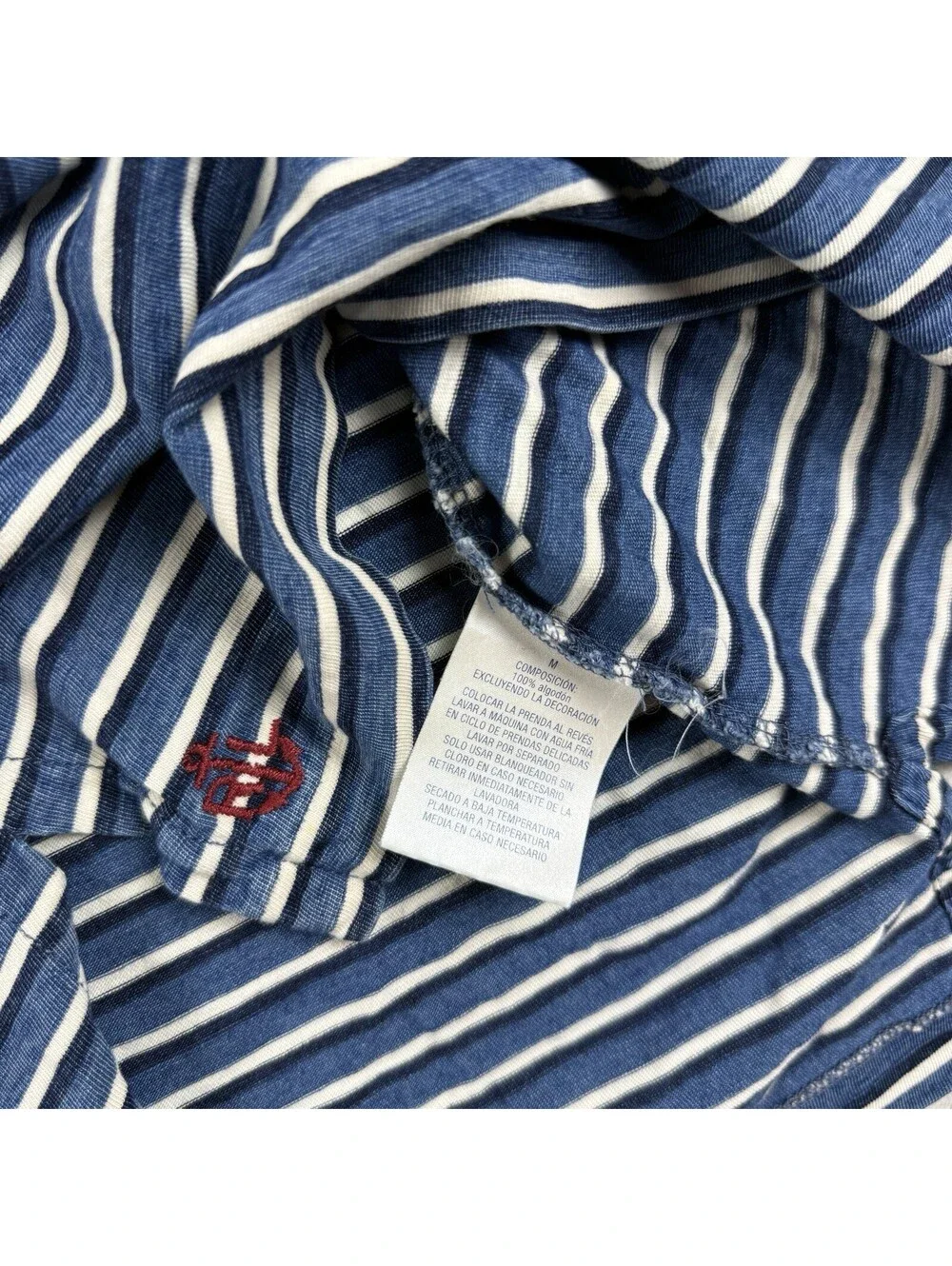 Polo Ralph Lauren Men’s M Blue White Striped Pocket Polo Shirt Cotton Nautical